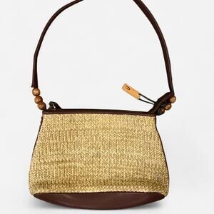 Vintage Woven Leather Trim Mini Purse